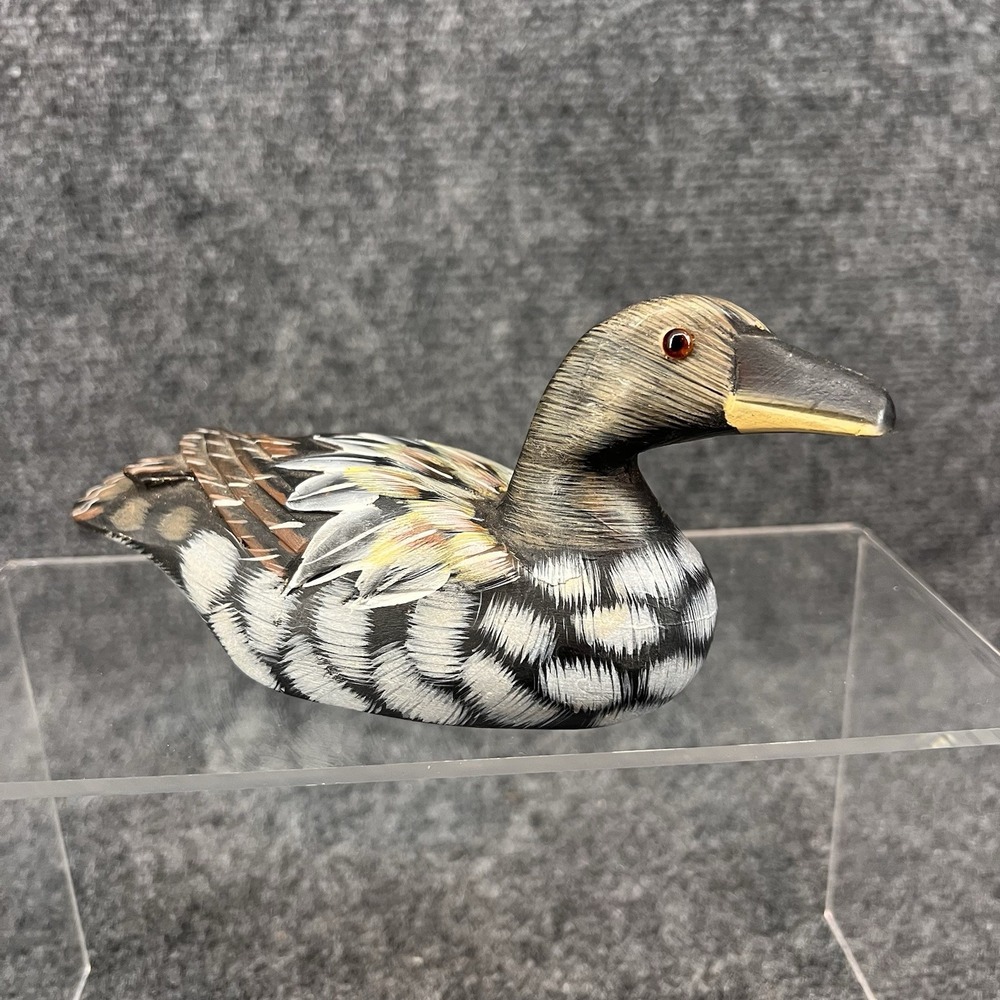Vintage Mini 6.5" Wooden Mallard Duck Decoy Carved & Painted
